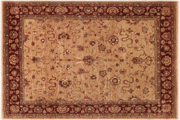 handmade Traditional Kafkaz Chobi Ziegler Tan Brown Hand Knotted RECTANGLE 100% WOOL area rug 8 x 10